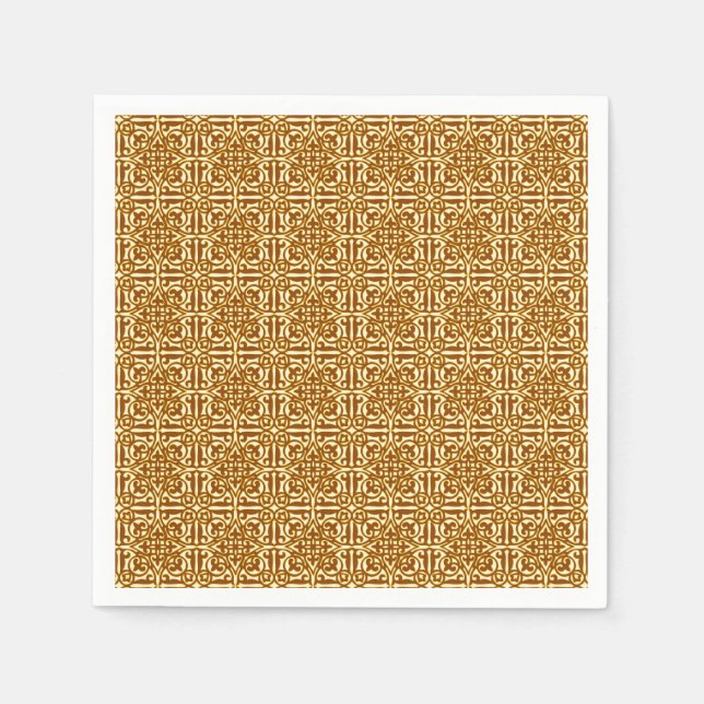 Mediaeval Damask Fleur-de-lis, copper and cream Napkin (Front)