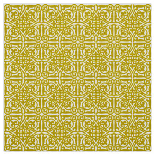 Mediaeval Damask Fleur-de-lis, mustard gold Fabric