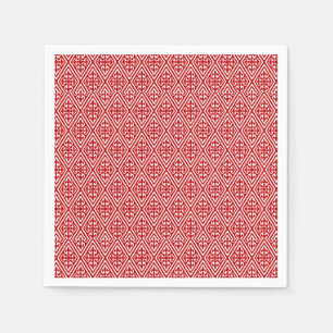 Mediaeval Damask Fleur-de-lis, red and white Napkin