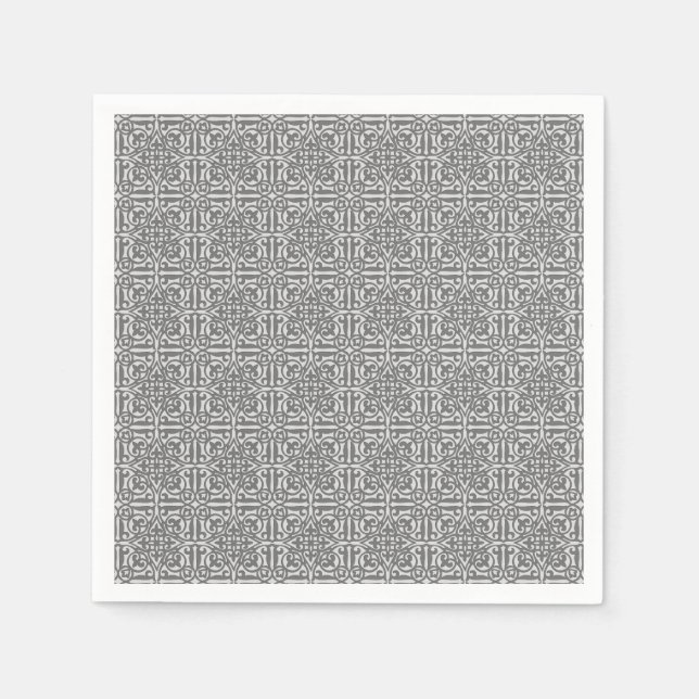 Mediaeval Damask Fleur-de-lis, silver grey Napkin (Front)