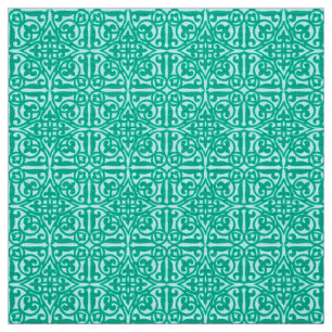 Mediaeval Damask Fleur-de-lis, turquoise & aqua Fabric