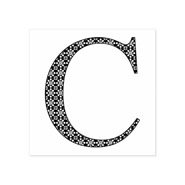 Mediaeval Damask Monogram Letter C Rubber Stamp (Imprint)
