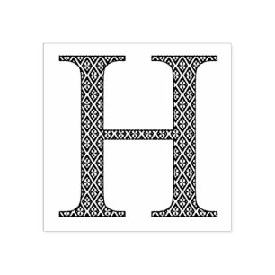 Mediaeval Damask Monogram Letter H Rubber Stamp