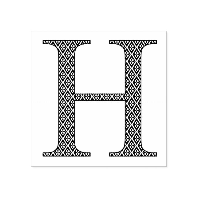 Mediaeval Damask Monogram Letter H Rubber Stamp (Imprint)