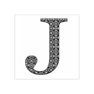 Mediaeval Damask Monogram Letter J Rubber Stamp