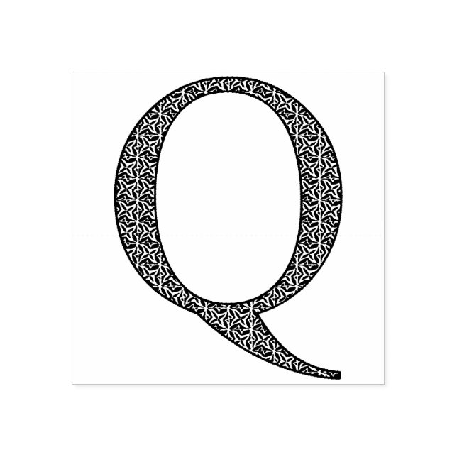 Mediaeval Damask Monogram Letter Q Rubber Stamp (Imprint)