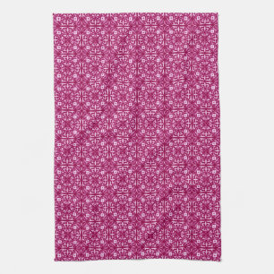 Mediaeval Damask pattern, burgundy wine Tea Towel