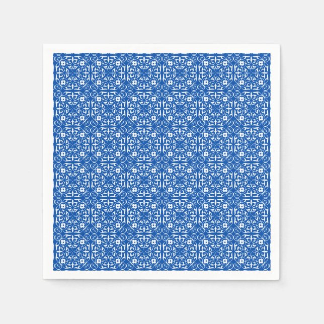 Mediaeval Damask pattern, cobalt blue Napkin (Front)