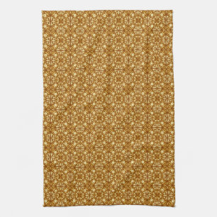 Mediaeval Damask pattern, copper and cream Tea Towel