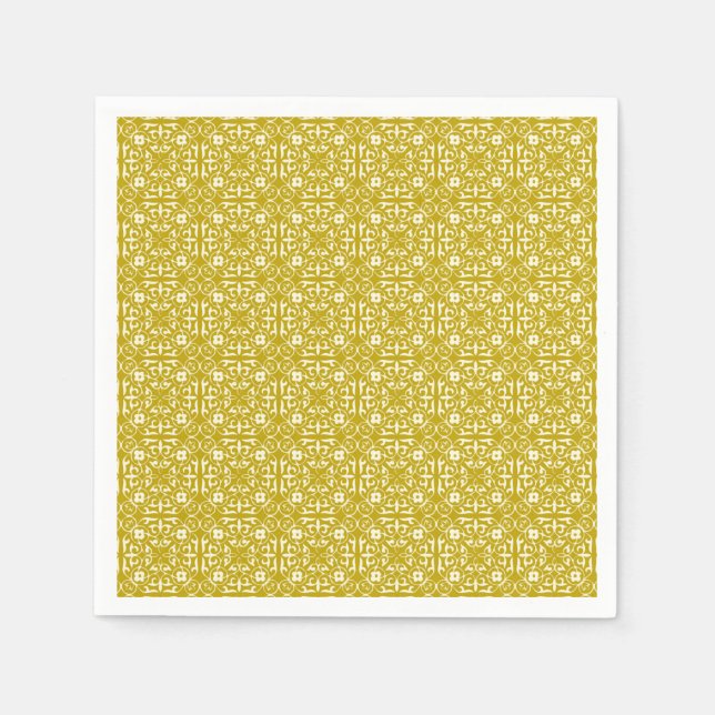Mediaeval Damask pattern, mustard gold Napkin (Front)