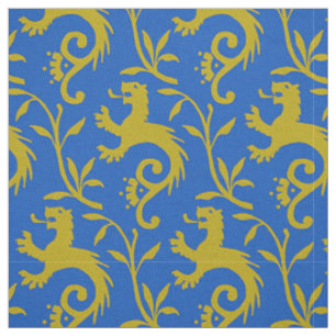 Mediaeval Dande-Lions on Blue Fabric