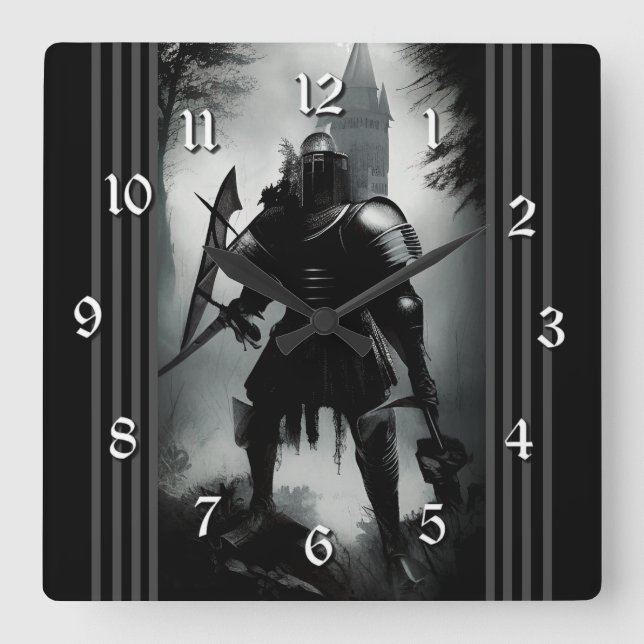 Mediaeval Dark Knight  Square Wall Clock (Front)