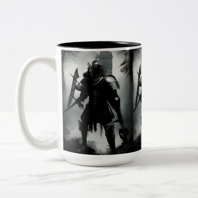 Mediaeval Dark Knight Two-Tone Coffee Mug (Left)