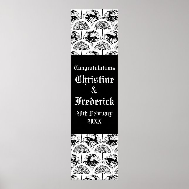 Mediaeval Deer and Trees, decorative vertical bann Poster (Front)