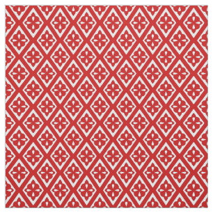 Mediaeval diamonds - deep red and white fabric