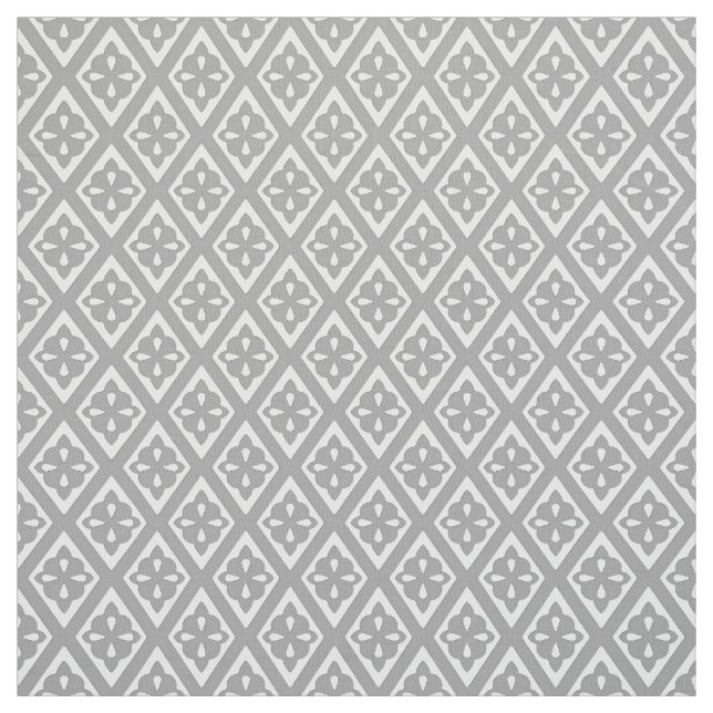 Mediaeval diamonds - silver grey and white fabric (Swatch)