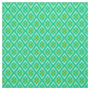 Mediaeval diamonds - teal green and aqua fabric