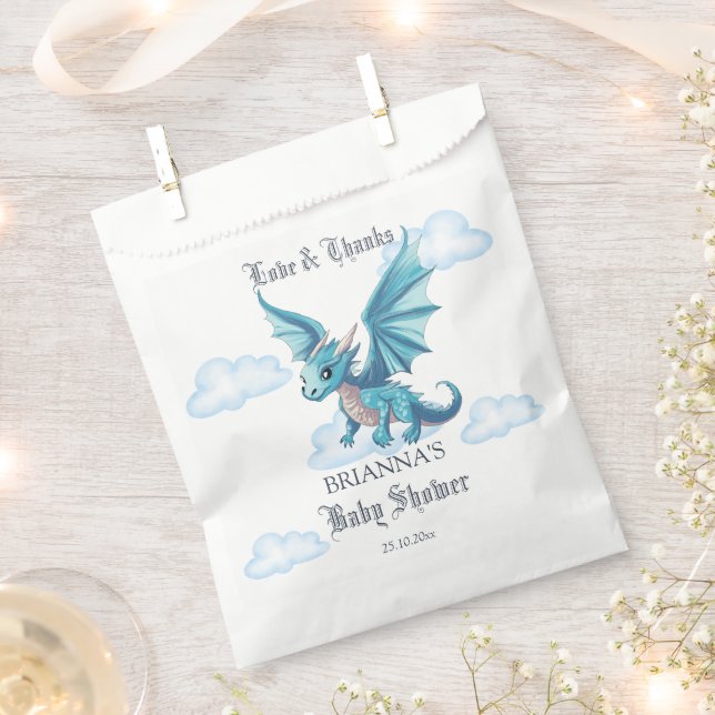 Mediaeval dragon baby shower favours personalised favour bag (Clipped)