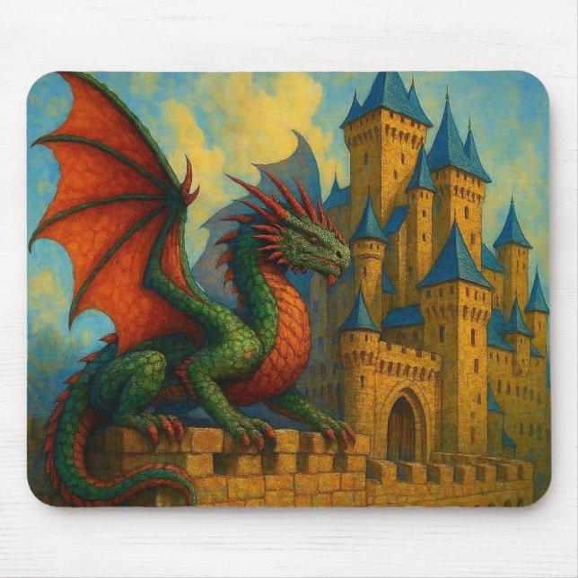 Mediaeval Dragon Castle Protector Mouse Pad (Front)