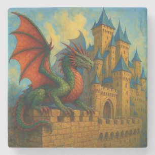 Mediaeval Dragon Castle Protector Stone Coaster