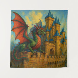 Mediaeval Dragon Castle Protector Tapestry