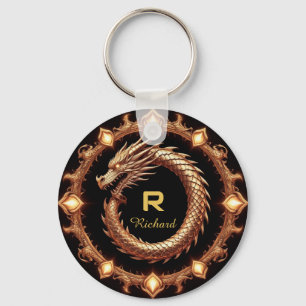 🐉 Mediaeval Dragon Crest Name Ring Frame Emblem � Key Ring