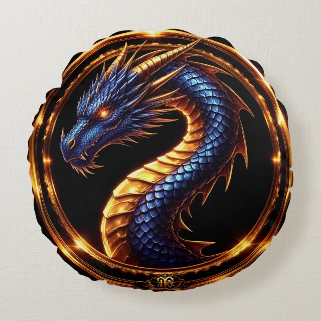 ✨ Mediaeval Dragon Gemstone Emblem ✨ Round Cushion (Front)