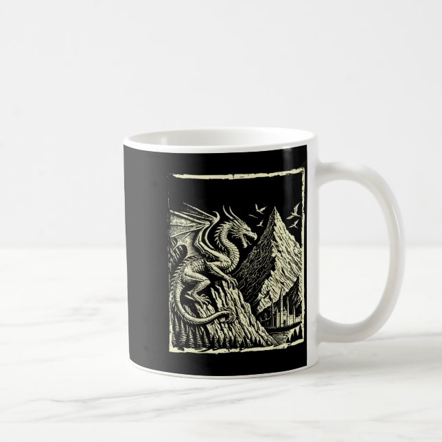Mediaeval Dragon Mountain Castle Mythical Men Wome Coffee Mug (Right)