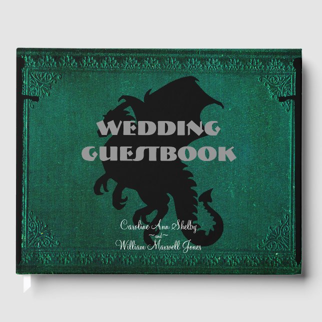 Mediaeval Dragon Sword Vintage Wedding Guestbook (Front)