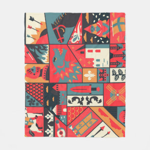 Mediaeval Elegance: Seamless Pattern Design Fleece Blanket