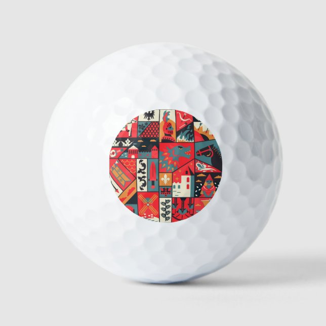 Mediaeval Elegance: Seamless Pattern Design Golf Balls (Front)