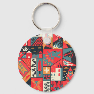 Mediaeval Elegance: Seamless Pattern Design Key Ring
