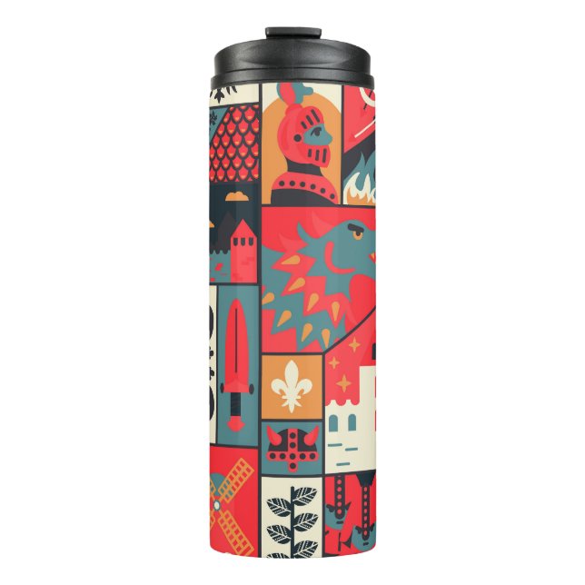 Mediaeval Elegance: Seamless Pattern Design Thermal Tumbler (Front)
