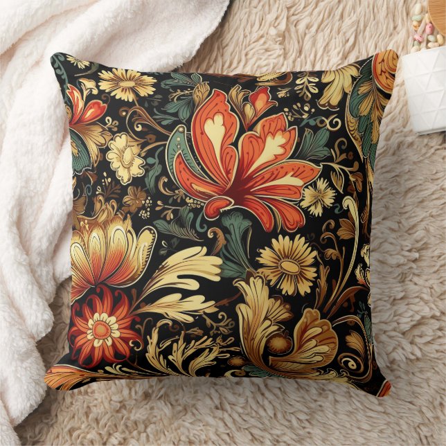 Mediaeval Elegant Floral Vintage Cushion (Blanket)