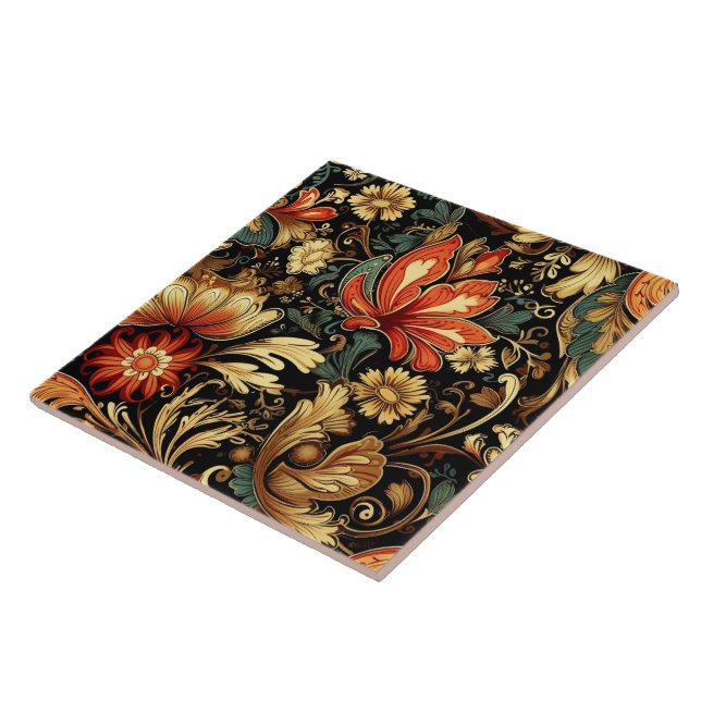 Mediaeval Elegant Floral Vintage Mug Ceramic Tile (Side)