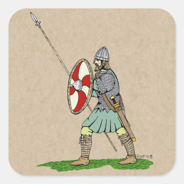 Mediaeval English/Saxon Warrior Square Sticker (Front)