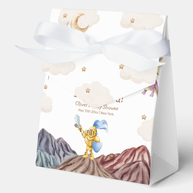 Mediaeval Fairytale Dragon Boy Baby Shower  Favour Box (Front)