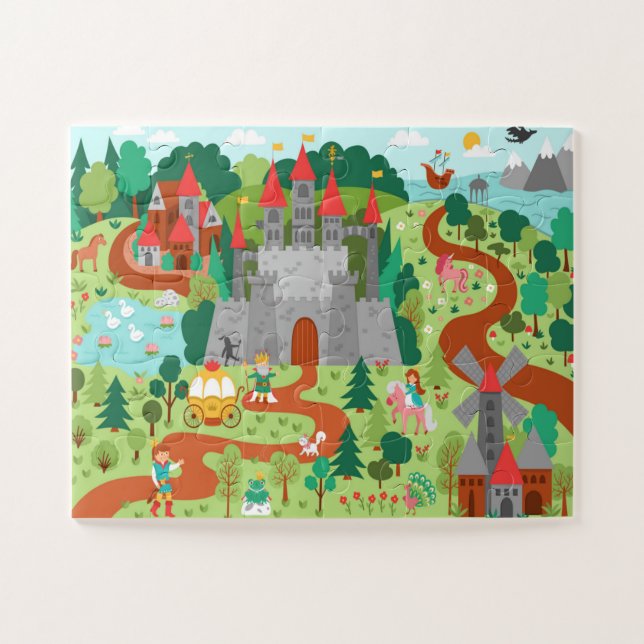 Mediaeval Fairytale Kingdom Fantasy Castle Kids Fu Jigsaw Puzzle (Horizontal)