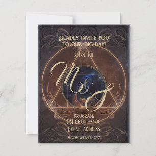 Mediaeval fantasy antique book philosopher's stone invitation