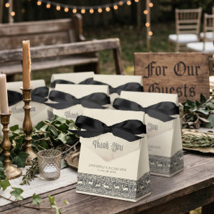 Mediaeval Fantasy Black Vintage Etching Wedding Favour Box