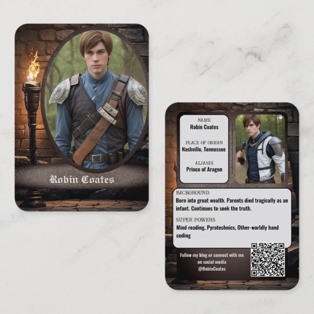 Mediaeval Fantasy Cosplay Coscards | QR Code Business Card (Front/Back)