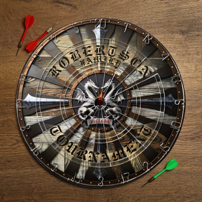Mediaeval Fantasy Gamer Family Name Text Dartboard (Creator Uploaded)