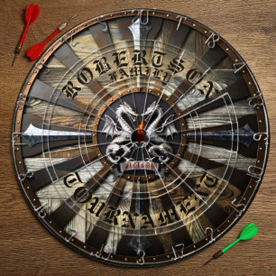 Mediaeval Fantasy Gamer Family Name Text Dartboard