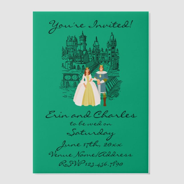 Mediaeval Fantasy Green Wedding Invitations (Front)