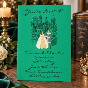 Mediaeval Fantasy Green Wedding Invitations