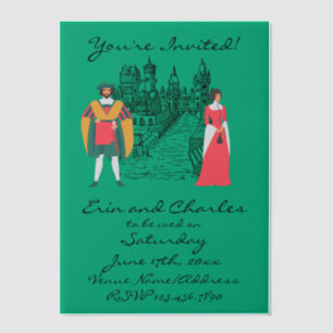 Mediaeval Fantasy Green Wedding SaveDate Invitatio Vellum Invitations