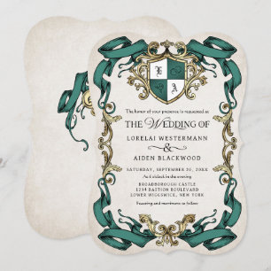 Mediaeval Fantasy Ornate Shield Wedding Invitation