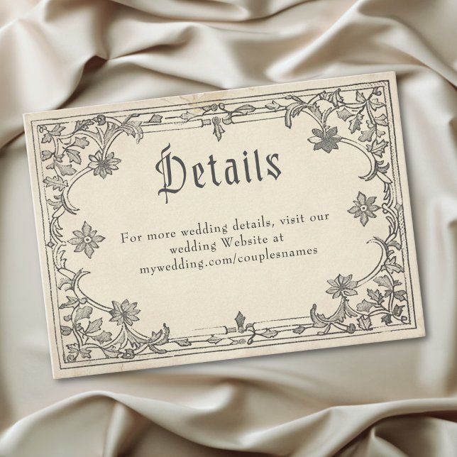 Mediaeval Fantasy Vintage Black Etching Wedding Enclosure Card (Medieval Fantasy Vintage Black Etching Wedding Enclosure Card)