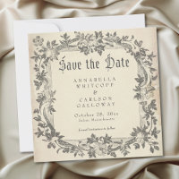Mediaeval Fantasy Vintage Black Etching Wedding