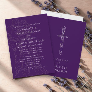 Mediaeval Fantasy Wedding Invitation   Royal Purpl